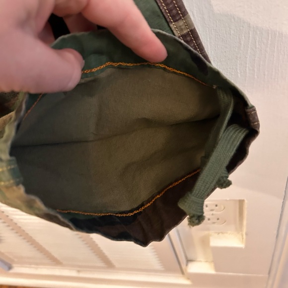 Ralph Lauren Green Camouflage Cargo Pants orange stitching ankle drawstring - Picture 3 of 8